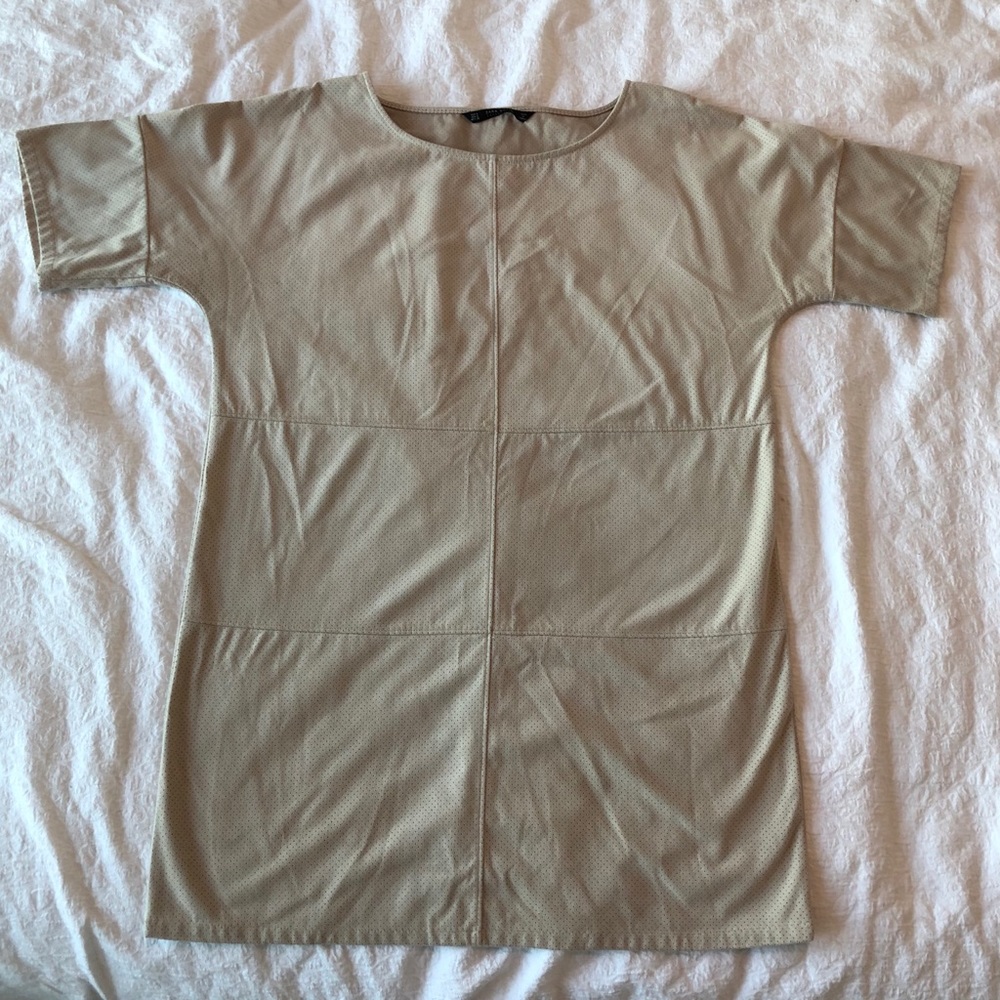 ZARA tan suede t-shirt dress